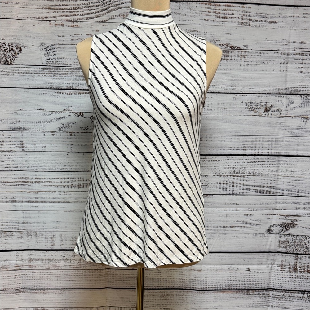 Chico's Black and White Striped Top